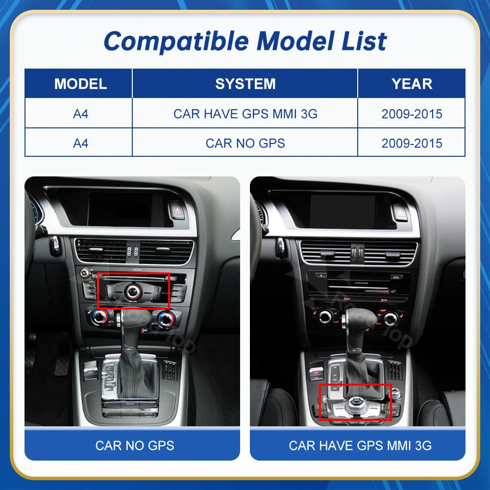8.9 Inch 12.3'' Touch Display Multimedia Player Andriod Auto Link For Audi A4 S4 B8 2008-2016 GPS Carplay Screen Car Play