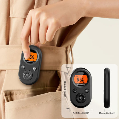 Compact AM/FM Pocket Radio - USB Rechargeable, Long Battery Life - Stereo Headphones, Backlit Display -Hiking, Walking & Jogging