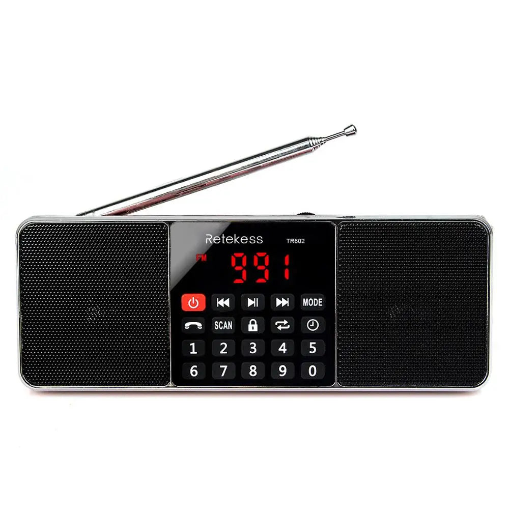 Retekess TR602 Portable Radio AM FM Digital Bluetooth Speaker Stereo MP3 Player TF SD Card USB Handsfree Call for Kids and Old