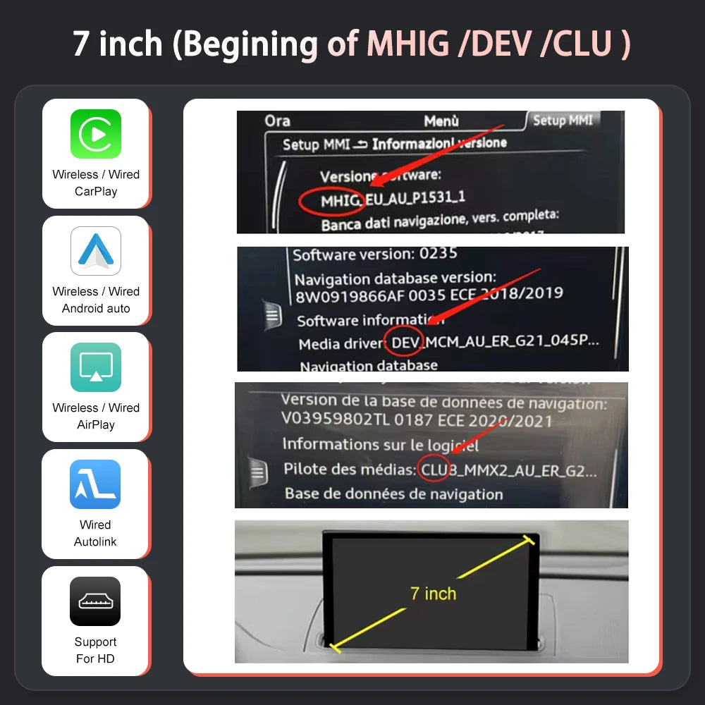 Road Top Wireless CarPlay Android Auto Decoder for Audi A3 2013-2018 with AirPlay Mirror Link Car Play Rear Camera BT Functions