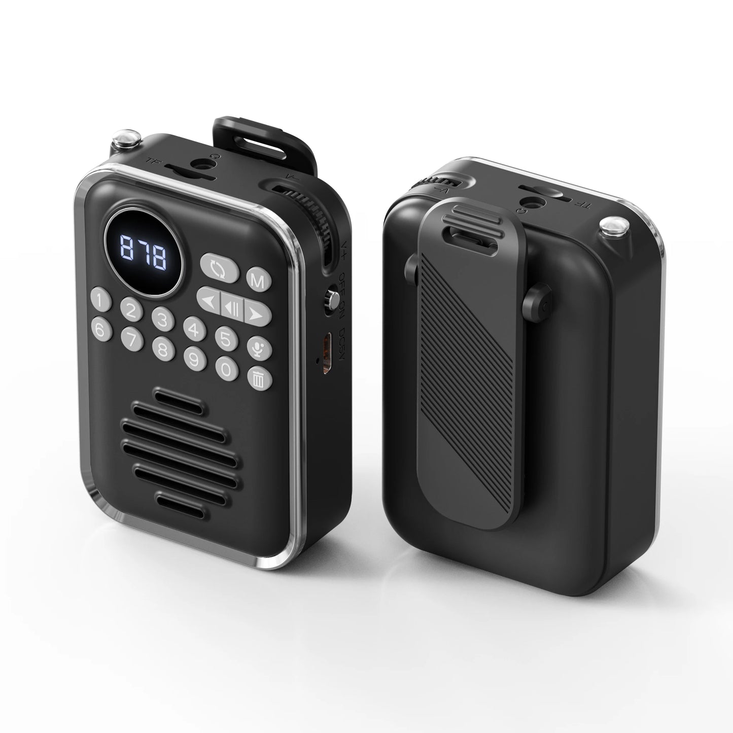 Mini Portable FM Radio HD Display Digital Radios Recevier  Wireless Bluetooth Speaker Voice Recorder Rechargeable TF Card  Playe