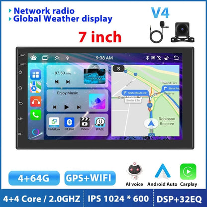 Podofo 8G 256G Car Radio GPS 2 din Android 11 Auto Carplay Universal 7" For Volkswagen Nissan Hyundai Toyota Multimedia Player