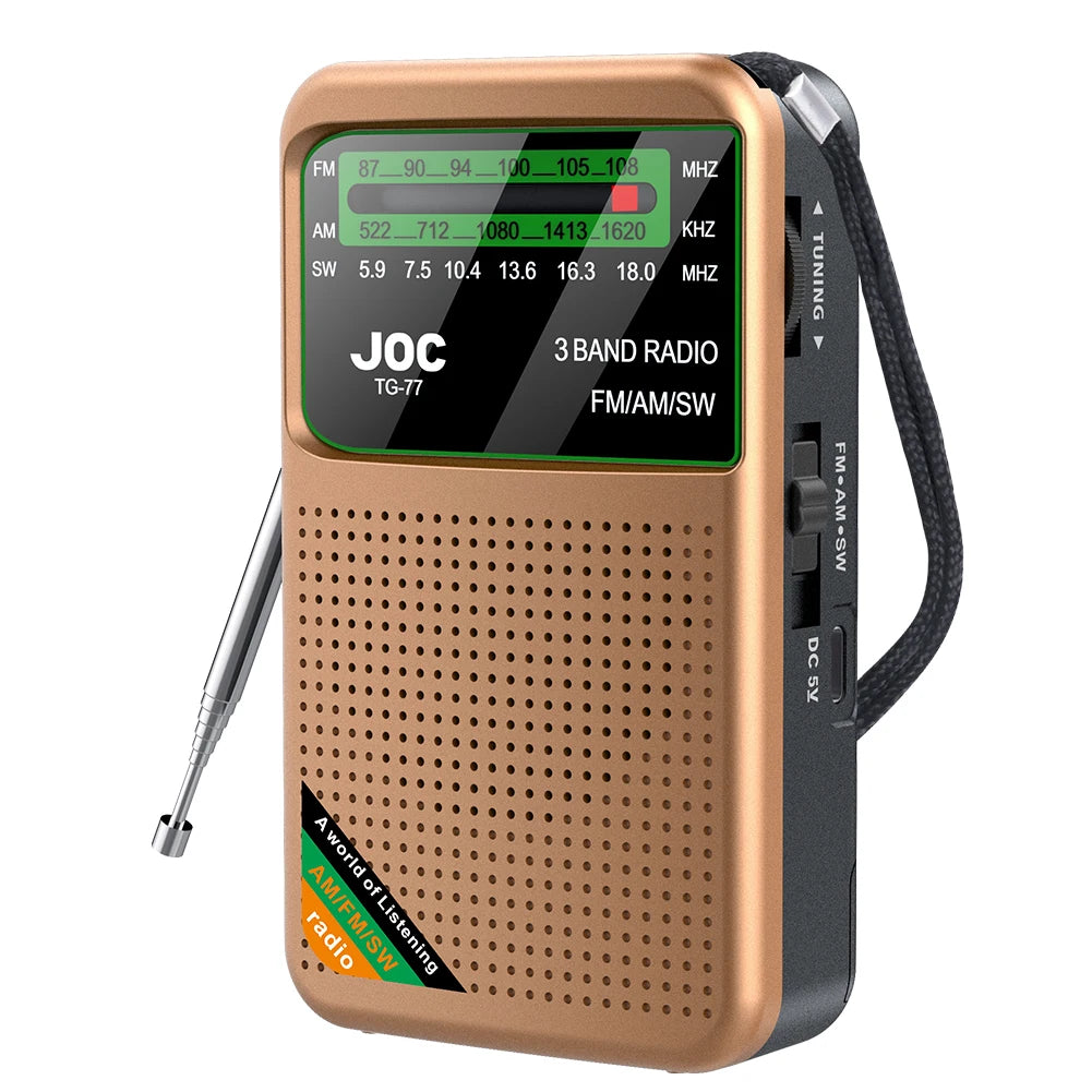 Portable Mini Full Band Radio FM AM SW Radio Built-in Speaker Emergency Pocket Radio for Indoor Outdoor Walk Jogging Gym Camping
