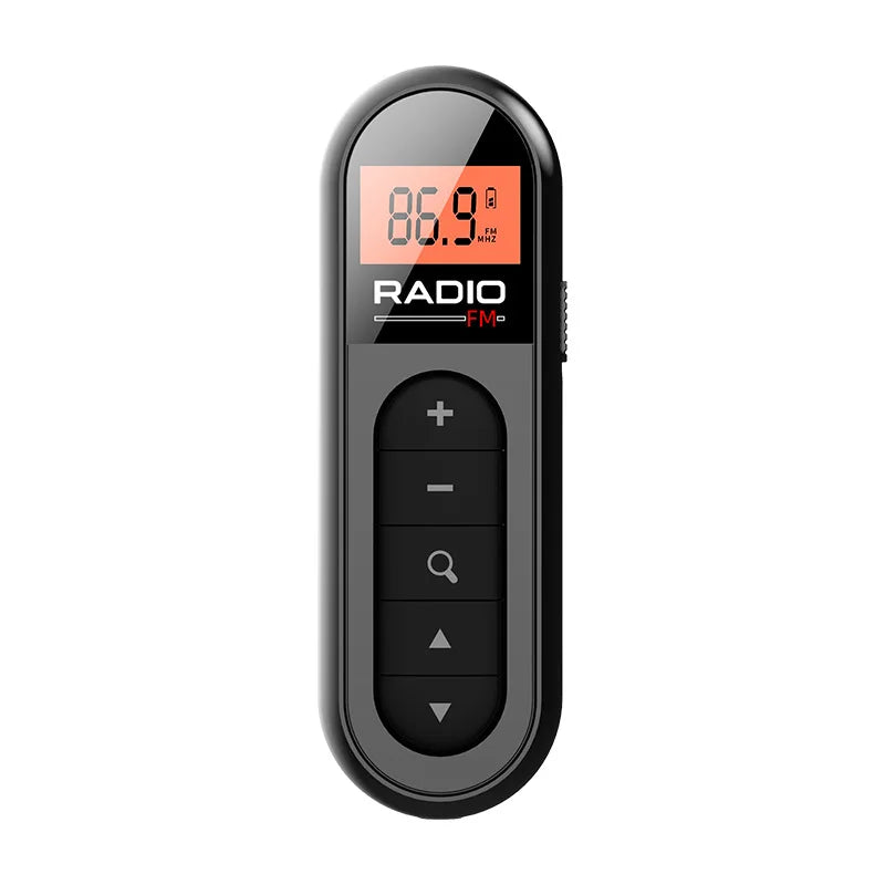 Mini Pocket FM Radio Portable 76-108MHZ Radio Receiver with Backlight LCD Display Wired 3.5mm Headphones Support Type-c Charging