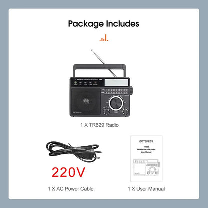 Retekess TR629 AM FM SW DSP Portable Digital Radio Backlight LCD Display Loud Volume Speaker Recorder Clock Home Elder