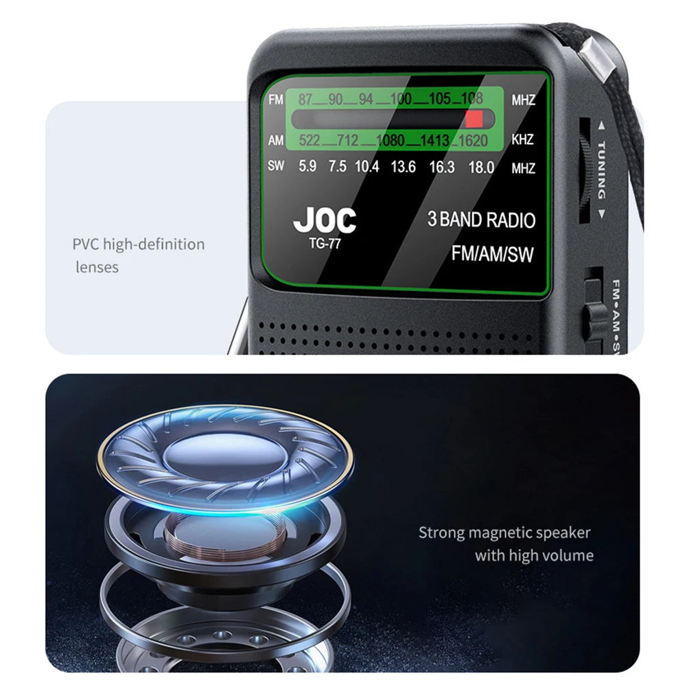 Portable Mini Full Band Radio FM AM SW Radio Built-in Speaker Emergency Pocket Radio for Indoor Outdoor Walk Jogging Gym Camping