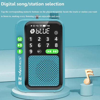 Mini Pocket FM Radio High Sensitivity Digital Radios Receiver Wireless Bluetooth Speaker with LED Display Recording Sleep Timer