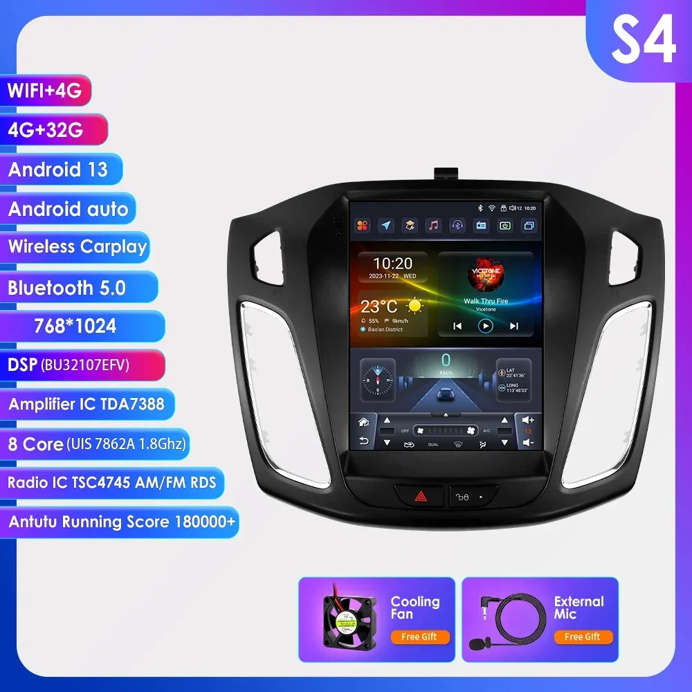 9.7"Carplay Android 13 Autoradio for Ford Focus 3 MK 3 2011-2019 Auto Multimedia player car intelligent systems radio GPS Stereo