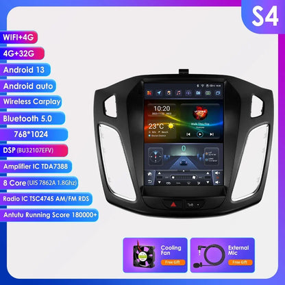 9.7"Carplay Android 13 Autoradio for Ford Focus 3 MK 3 2011-2019 Auto Multimedia player car intelligent systems radio GPS Stereo