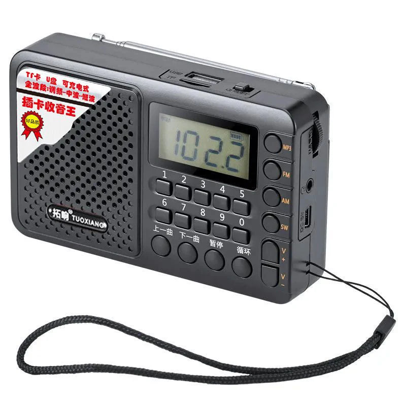 Full Band Radio Portable FM/AM/SW Receiver Rechargeable Radio TF/USB Music Player with LCD Display 3.5mm Headphone Jack