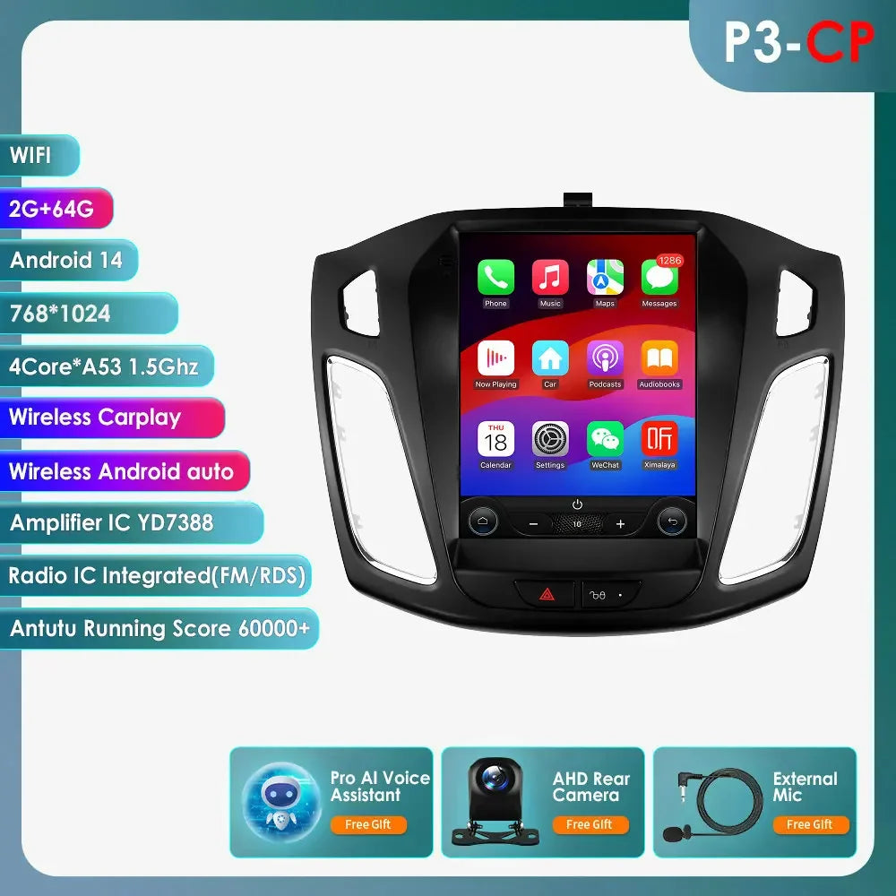 9.7"Carplay Android 13 Autoradio for Ford Focus 3 MK 3 2011-2019 Auto Multimedia player car intelligent systems radio GPS Stereo