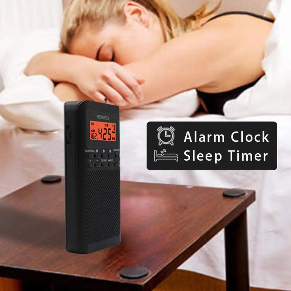 RD218 FM/AM/SW Radio Portable Battery by 2 AA ,Stereo Earphone, LCD Display Digital Alarm Clock sleep,9/10steps Used worldwide