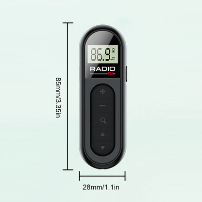 Mini Pocket FM Radio Rechargeable Lavalier Radio with Backlight LCD Display Stereo Radio 3.5mm Headphone Jack for Meeting Sports