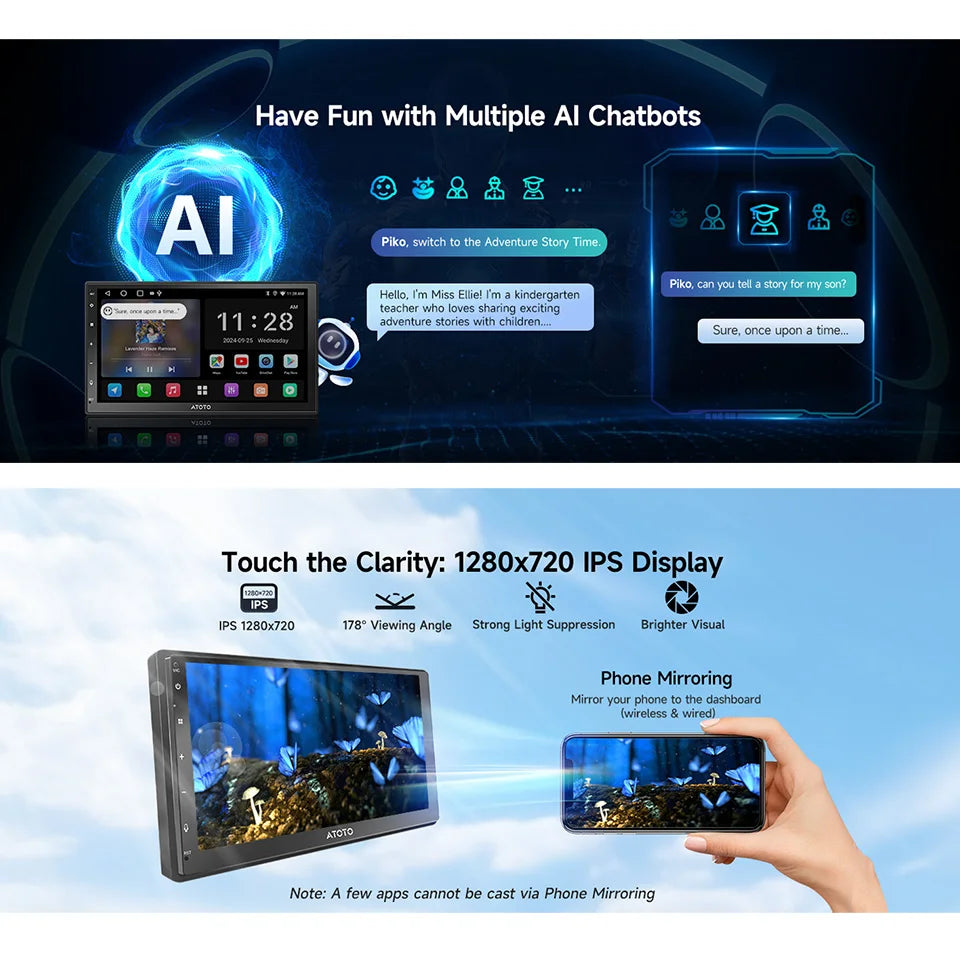 7 inch 2Din Android Car Multimedia Player Carplay Screen Android Auto Bluetooth Radio Double 2 Din Car Stereo A5 A5L Atotozone