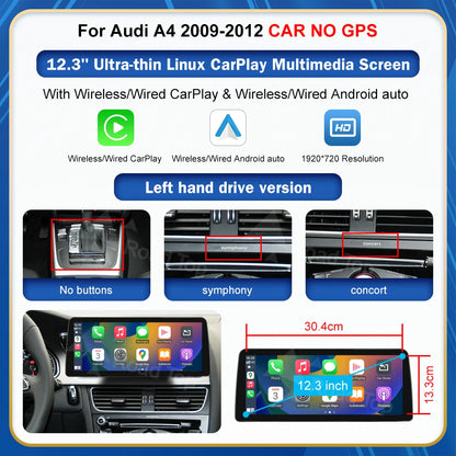 8.9 Inch 12.3'' Touch Display Multimedia Player Andriod Auto Link For Audi A4 S4 B8 2008-2016 GPS Carplay Screen Car Play