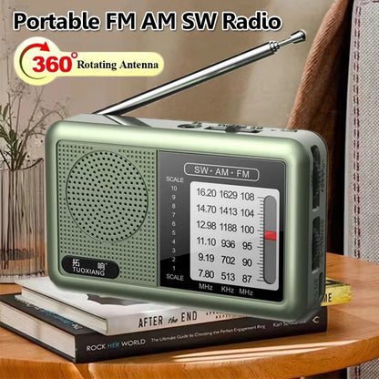 Mini Portable FM AM SW Radio High Sensitivity DSP Chip Radios Receiver Built-in Loud Volume Speaker Support 3.5mm Headphones Pla