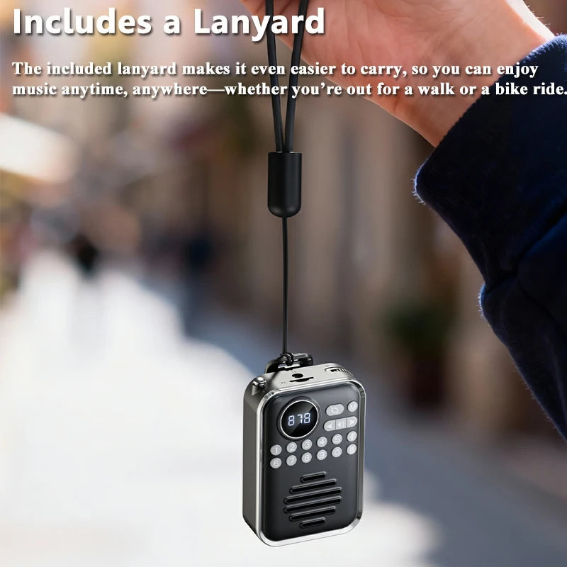 Mini Portable FM Radio HD Display Digital Radios Recevier  Wireless Bluetooth Speaker Voice Recorder Rechargeable TF Card  Playe