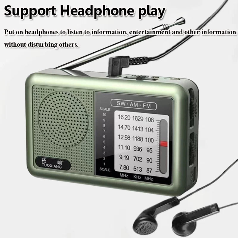Mini Portable FM AM SW Radio High Sensitivity DSP Chip Radios Receiver Built-in Loud Volume Speaker Support 3.5mm Headphones Pla