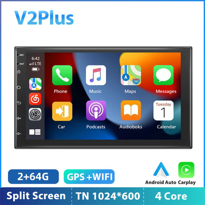 Podofo 8G 256G Car Radio GPS 2 din Android 11 Auto Carplay Universal 7" For Volkswagen Nissan Hyundai Toyota Multimedia Player