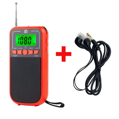 Mini Portable Radio Pocket FM/AM/SW DSP Radio Receiver Built-in Speaker with LCD Backlight Display Alarm Clock Support Timed off