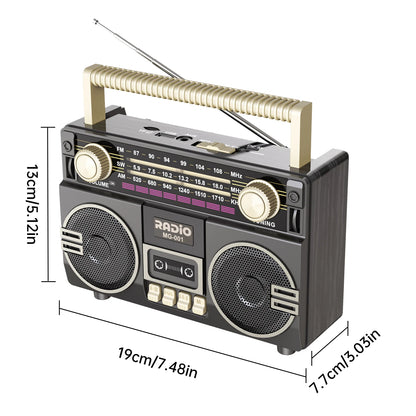 Retro multifunctional portable radio USB charging TF card player and AUX,AM/FM/SW bands,, suitable for family gatherings and out