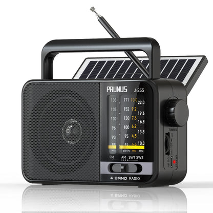 J-02S AM FM SW Radio Dual-Antenna Portable Reception,Solar 1800mAh rechargeable Battery Bluethooth music player for outdoor