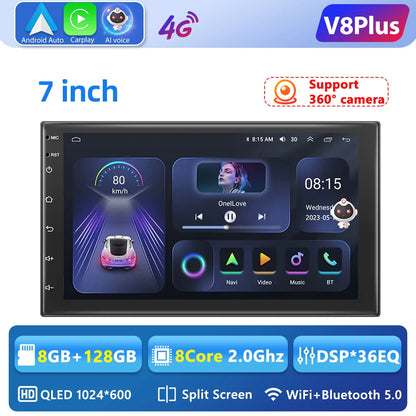 Podofo 8G 256G Car Radio GPS 2 din Android 11 Auto Carplay Universal 7" For Volkswagen Nissan Hyundai Toyota Multimedia Player