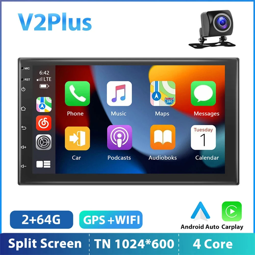 Podofo 8G 256G Car Radio GPS 2 din Android 11 Auto Carplay Universal 7" For Volkswagen Nissan Hyundai Toyota Multimedia Player