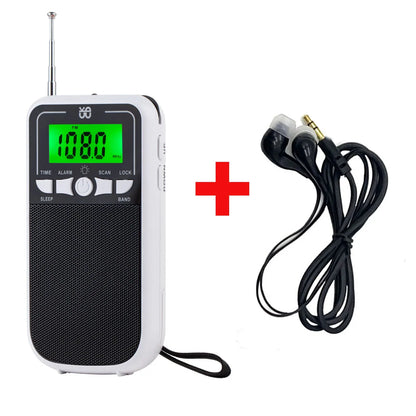 Mini Portable Radio Pocket FM/AM/SW DSP Radio Receiver Built-in Speaker with LCD Backlight Display Alarm Clock Support Timed off