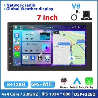 Podofo 8G 256G Car Radio GPS 2 din Android 11 Auto Carplay Universal 7" For Volkswagen Nissan Hyundai Toyota Multimedia Player