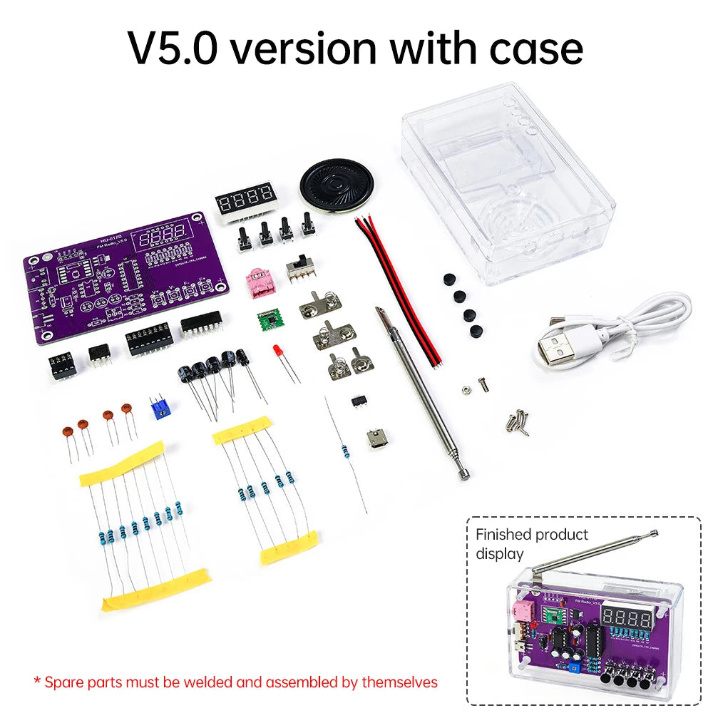HU-017B Radio DIY Kit RDA5807S 87~108MHz FM Radio Electronic Teaching Experiment Soldering Practice Module