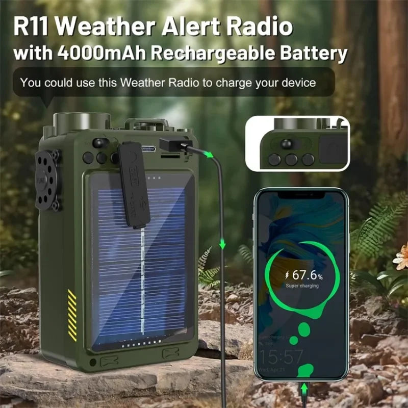 Full Band Radio Outdoor Portable Solar Rechargeable Radio Multifunction Emergency Bluetooth Speaker Hand-cranked Power FM Radio