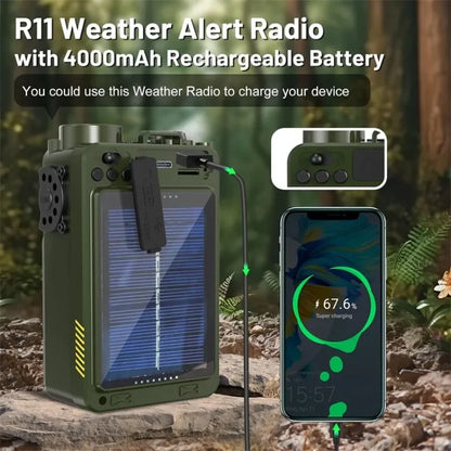 Full Band Radio Outdoor Portable Solar Rechargeable Radio Multifunction Emergency Bluetooth Speaker Hand-cranked Power FM Radio