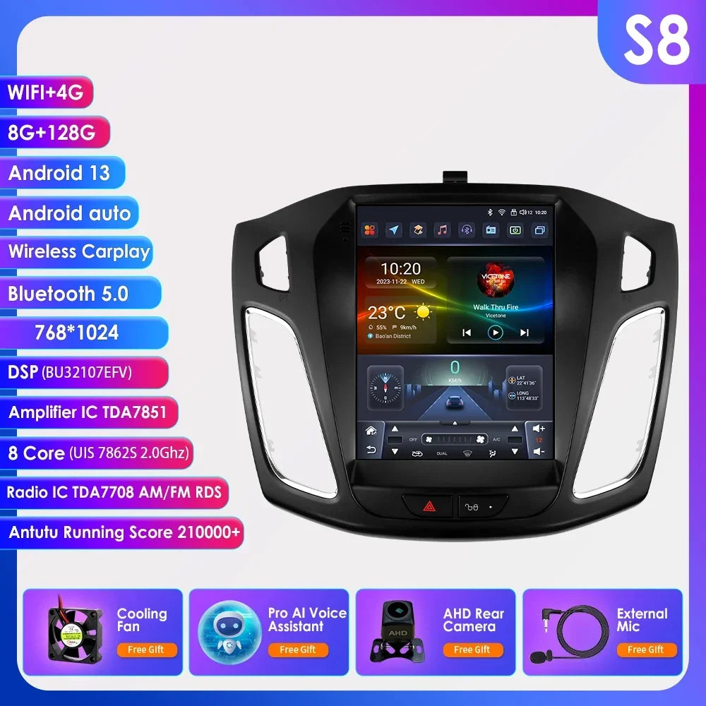 9.7"Carplay Android 13 Autoradio for Ford Focus 3 MK 3 2011-2019 Auto Multimedia player car intelligent systems radio GPS Stereo