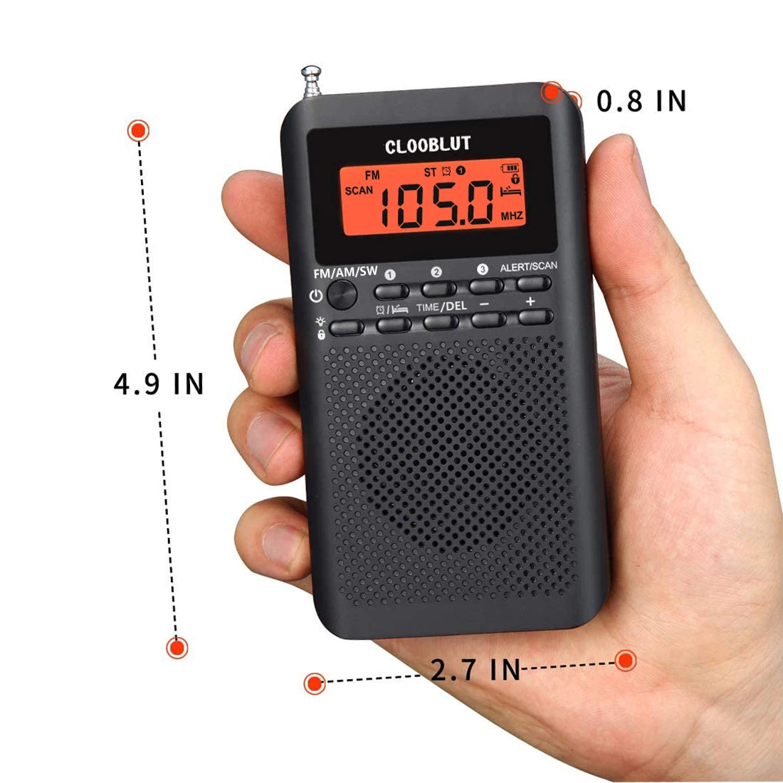 RD218 FM/AM/SW Radio Portable Battery by 2 AA ,Stereo Earphone, LCD Display Digital Alarm Clock sleep,9/10steps Used worldwide