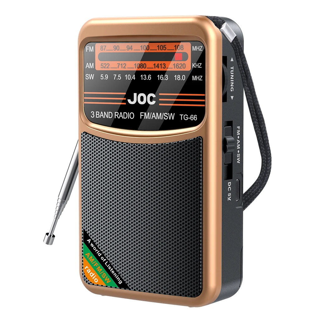 Portable Mini Full Band Radio FM AM SW Radio Built-in Speaker Emergency Pocket Radio for Indoor Outdoor Walk Jogging Gym Camping