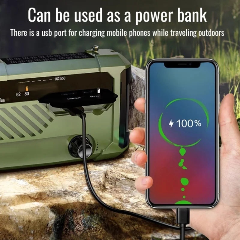 Hand Crank Radio Emergency Weather Radio Portable Power Bank Usb/Solar/Hand Crank Charging, Bluetooth Loud Volume