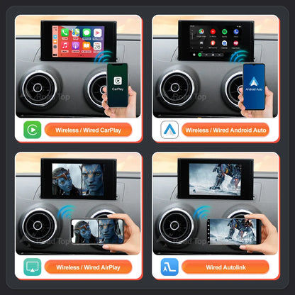 Road Top Wireless CarPlay Android Auto Decoder for Audi A3 2013-2018 with AirPlay Mirror Link Car Play Rear Camera BT Functions