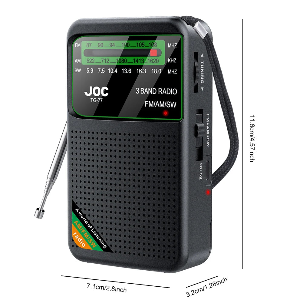 New Mini SI4732 0.5-108mhz Portable Radio LSB USB AM FM Pocket Mini Radio 1.9" IPS Screen All Band Radio Receiver with Antenna
