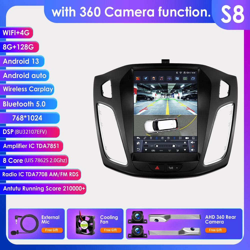 9.7"Carplay Android 13 Autoradio for Ford Focus 3 MK 3 2011-2019 Auto Multimedia player car intelligent systems radio GPS Stereo