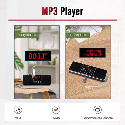 Retekess TR602 Portable Radio AM FM Digital Bluetooth Speaker Stereo MP3 Player TF SD Card USB Handsfree Call for Kids and Old