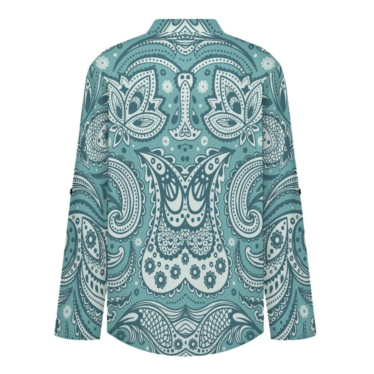 Stand-up Collar Long-sleeved Shirt Paisley  Customization Women’s V-Neck Blouses,long Sleeve,Roll-Up Sleeve Shirt
