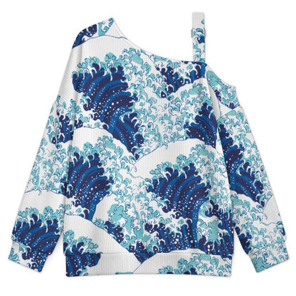 Women’s Off-Shoulder Knit Sweater Chinese Wind, Wave