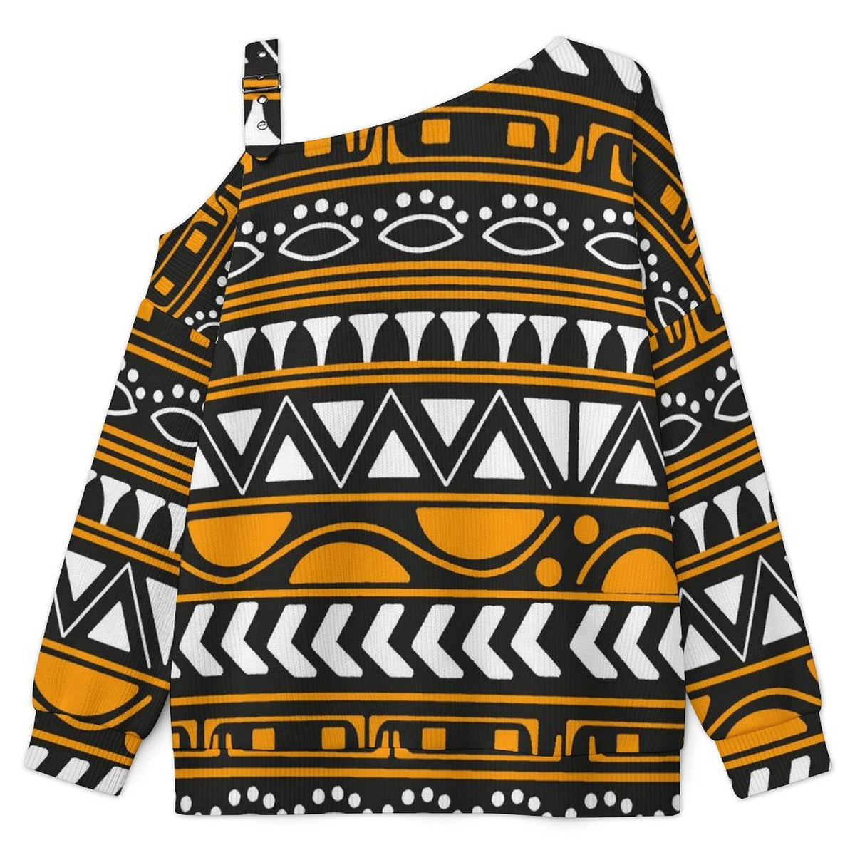 Long Sleeve Relaxed-Fit Solid Pullover African Pattern