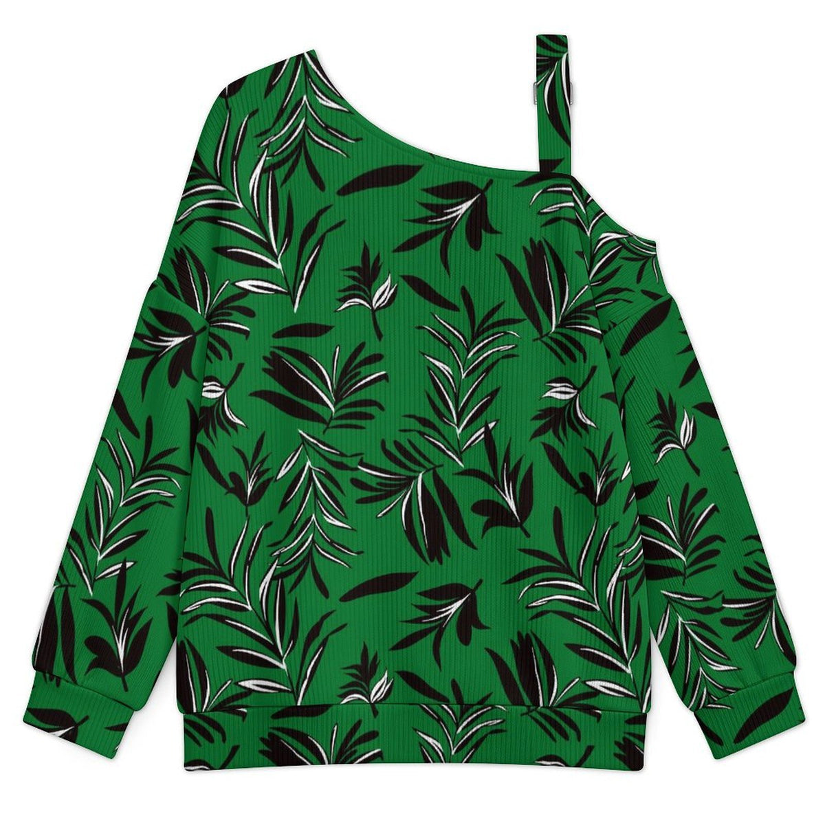 Women’s Off-Shoulder Knit Sweater Plant Green Black Dress