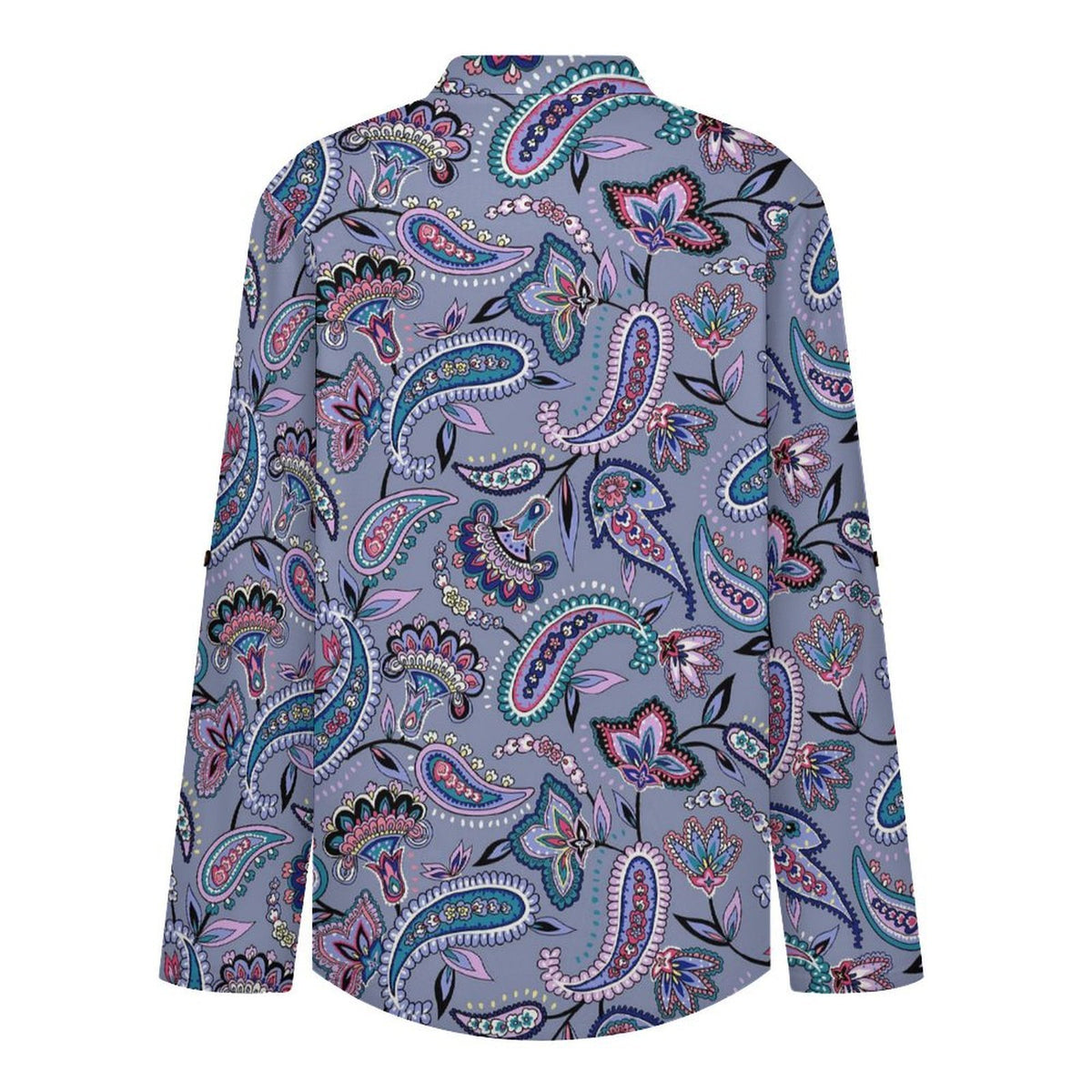 Paisley  Versatile Notched V-Neck Tunic | Roll Tab 3/4 Sleeve Office Casual Top