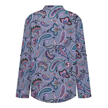Paisley  Versatile Notched V-Neck Tunic | Roll Tab 3/4 Sleeve Office Casual Top