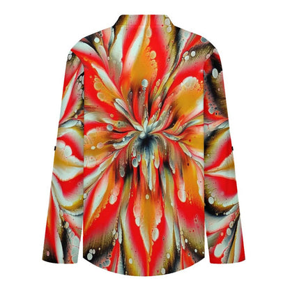 Stand-up Collar Long-sleeved Shirt Pattern  Customization Women’s V-Neck Blouses,long Sleeve,Roll-Up Sleeve Shirt