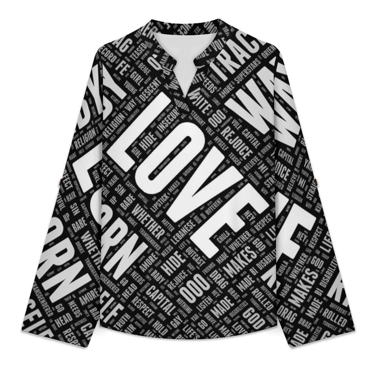 Versatile Notched V-Neck Tunic | Roll Tab 3/4 Sleeve Office Casual Top  Love  Words Dress