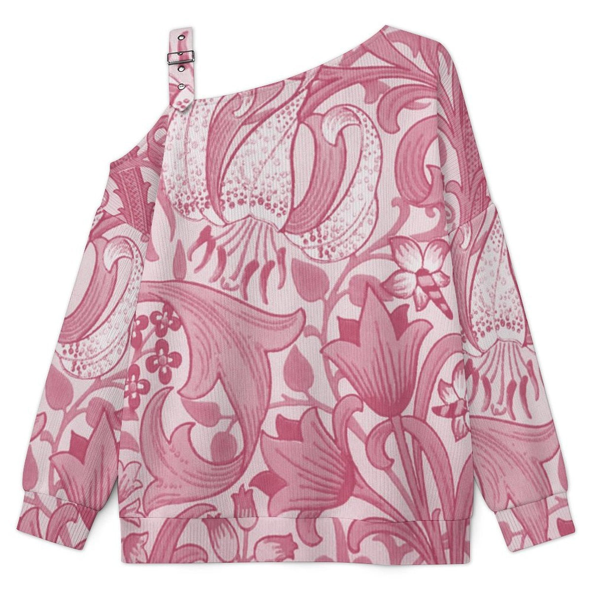 Women’s Off-Shoulder Knit Sweater Pink Pattern